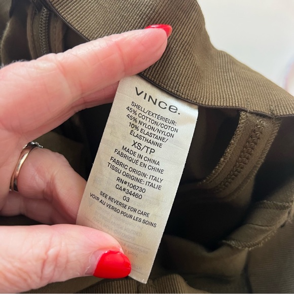 Vince XS Flat Front Stretchy Ankle Cropped Trouser Dress Casual Pant Green Brown - Picture 5 of 10